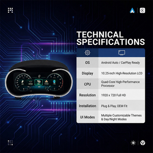 Pour Mercedes W166/X166, écran LCD numérique de 10,25 pouces pour tableau de bord, avec <span class=keywords><strong>compteur</strong></span> de <span class=keywords><strong>vitesse</strong></span>, cockpit virtuel, affichage du tableau de bord de la voiture - Product Image 1