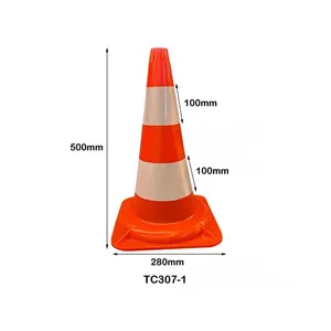 TC307 USA Type 50 Cm Highway Road Construction Parking Safety Hazard Pvc Flexible Warning Barricade Traffic Cone
