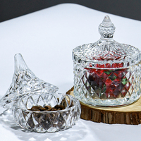 Pot à bonbons en cristal de couleur personnalisée de luxe avec couvercle, pot de rangement en verre décoratif pour la maison, la cuisine, les mariages et les fêtes