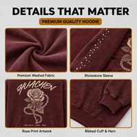 Sweat à capuche personnalisé en molleton épais 420 GSM pour homme, 100 % coton, délavé à l'acide, impression DTG, strass, vintage, OEM, ODM, marque privée