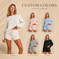 Ensemble deux pièces en tricot minimaliste, vêtements en coton Y2k, chemises sur mesure épaisses et shorts, ensembles de vêtements de détente pour femmes