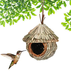 Nichoir pour <span class=keywords><strong>oiseaux</strong></span> tissé à la main en paille naturelle, <span class=keywords><strong>d</strong></span>écoration de jardin, abri suspendu en jonc de mer écologique pour l'extérieur - Product Image 6