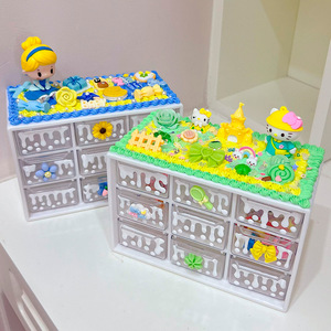 <b>Kids</b> Diy Jewelry <b>Box</b> 21x14x8cm Plastic Rectangle <b>Storage</b> For Bedroom With Nine Grids - Product Image 2