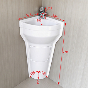 Lavabo mural d'angle compact pour salle de bain de <span class=keywords><strong>camping</strong></span>-<span class=keywords><strong>car</strong></span>, double usage lavage visage et <span class=keywords><strong>douche</strong></span>, accessoires pour <span class=keywords><strong>camping</strong></span>-<span class=keywords><strong>car</strong></span>, adapté aux caravanes et aux motorhomes - Product Image 2