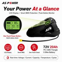 Batterie de vélo électrique triangulaire personnalisée PC+ABS OEM 52V 30Ah avec écran LCD, pack lithium à équilibrage actif BMS, fixation sur cadre