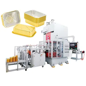 Hersteller Aluminium folie Lebensmittel behälter Herstellungs maschine Automatisch bedruckte Aluminium blech Press Box Packed Machine