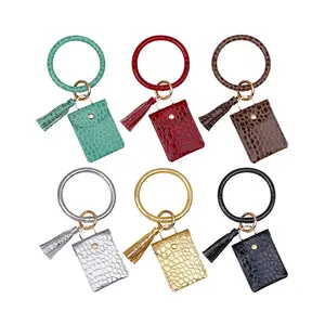 wristlet keychain wallet round wrist straps coin purses Ring Bangle card holder key chain leather rose gold wrist keyring Wallet