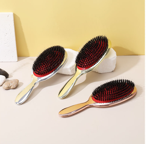 Colore <span class=keywords><strong>oro</strong></span> e argento elettrolitica di cinghiale Paddle ovale spazzola per capelli antistatica per massaggio dei capelli spazzola per Extension e <span class=keywords><strong>pettine</strong></span> - Product Image 2