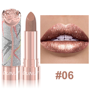 Rouge à lèvres 3D Rose Shimmer, lèvres veloutées et scintillantes, longue tenue, hautement pigmenté, maquillage des lèvres étincelant pour les fêtes et l'usage quotidien - Product Image 6