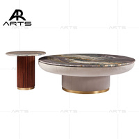 Nouveau design Tables basses en marbre de luxe en bois massif avec table basse ronde pour mobilier de salon