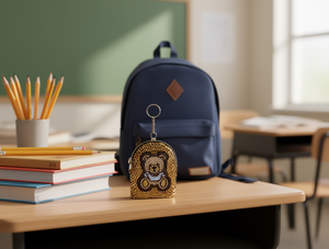 Portamonete con paillettes a forma di orso, 5 pollici, chiusura con cerniera, accessorio per zaino, unisex, mini formato - Product Image 2