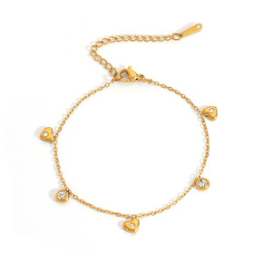 Pulsera de moda con dijes chapada en oro de 18k con diseño de corazón, estrella, ojo turco y trébol para mujer, regalo de joyería. - Product Image 3