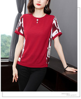 T-shirt poids lourd de qualité supérieure robe d'été de nouvelle maman t-shirt coupe régulière style occidental mode d'âge moyen t-shirt Femme