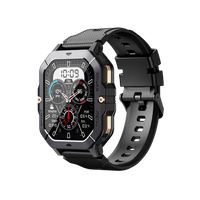 Nouvelle montre connectée C28, style sport outdoor, couleur noir-vert, grand écran TFT de 2,01 pouces, répondre aux appels, anti-chute, boîtier robuste, IP68