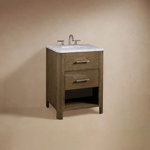 <span class=keywords><strong>Mobile</strong></span> <span class=keywords><strong>Bagno</strong></span> Compatto Sovereign con Top in Marmo Carrara e Struttura in Rovere, Lavabo a 2 Cassetti con Ripiano Aperto, Elemento d'Arredo Minimalista di Lusso - Product Image 4