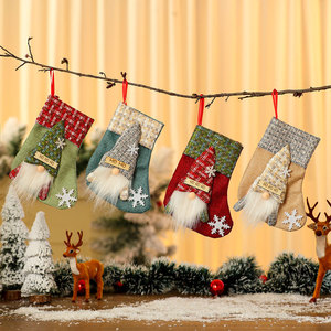 Medias navideñas transfronterizas, medias de lino, decoraciones navideñas, bolsas de regalo navideñas, bolsas para dulces - Product Image 1