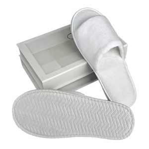 Pantuflas Desechables de Terciopelo Coral con Punta Abierta, Talla Única de 28 cm, Suela Gruesa de <span class=keywords><strong>5</strong></span> mm, Perfectas para Spa y Viajes en Avión, 5000 Pares en Existencia - Product Image 1