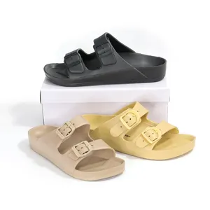 New Arrival Wholesale Unisex Solid Colour Designer EVA Shoes Lady Slide Two Straps High Heel Sandal Custom Wedge Birken Sandals