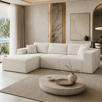 Canapé sectionnel modulaire en velours côtelé en forme de L avec éponge compressée et mousse pour le salon, la chambre à coucher et les espaces de salon