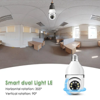Cámara de Seguridad Inalámbrica Wifi Fisheye OEM, Sensor CMOS PTZ Interior, Unidad de Inclinación y Giro, Visión Nocturna, Audio, Tarjeta SD, Cámara Tipo Bombilla para el Hogar