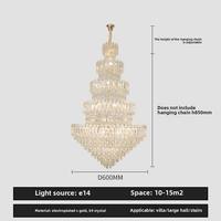 Grand lustre en cristal à 12 ampoules d'hôtel de luxe long et personnalisé pour escalier de salle de banquet de villa