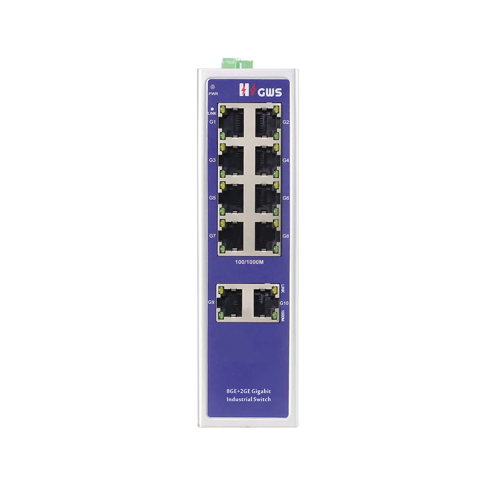 Ethernet industriale 8 porte e 2 1000M RJ45 porta industriale Gigabit POE Switch