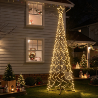 Sapin de Noël conique LED de 7 pieds, design conique, décoratif d'extérieur, arbre lumineux sur pied, structure métallique, branchement facile, décor imperméable