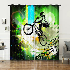 Rideau occultant imprimé en 3D avec motif de moto et de voiture volante, <span class=keywords><strong>pour</strong></span> <span class=keywords><strong>chambre</strong></span> <span class=keywords><strong>d</strong></span>'adultes et <span class=keywords><strong>d</strong></span>'enfants, rideau séparateur, 100% fibre de polyester, style moderne - Product Image 4