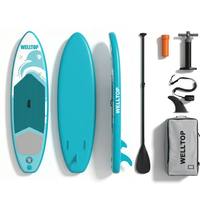 Planche de paddle gonflable tout-terrain de qualité allemande OEM, 305*81*15CM, matériau EVA/PVC, système à 3 ailerons, écologique