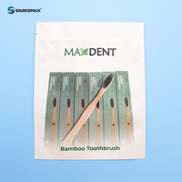 Pochette refermable à fermeture éclair sur 3 côtés, en papier kraft, imprimée sur mesure, pour l'emballage des brosses à dents en bambou