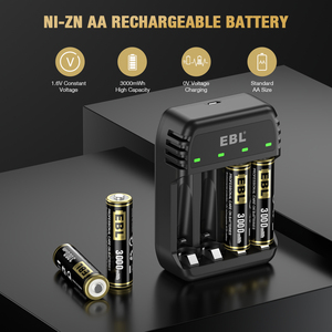 Baterías AA recargables EBL paquete de 4 1,6 V doble A <span class=keywords><strong>Ni</strong></span>-<span class=keywords><strong>Zn</strong></span> 3000mWh con cargador de batería 4 Bay <span class=keywords><strong>Ni</strong></span> <span class=keywords><strong>Zn</strong></span>/<span class=keywords><strong>Ni</strong></span> MH AAA - Product Image 6