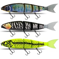 Umpan Sensoar 300mm 4-Segmen, Umpan Lunak Berbentuk Ikan Asli dengan Ekor Lunak, Kail Treble, Perlengkapan Memancing Ikan Besar, Umpan Sendi
