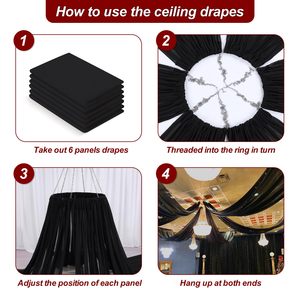 Panneaux de plafond en mousseline noire 5x20 pieds, draperies d'arche de mariage, rideaux en tissu transparent, drapage pour cérémonie, réception, décoration de swag - Product Image 3