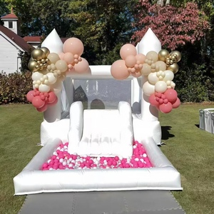 Château gonflable blanc avec fosse à balles et toboggan, mini château gonflable <span class=keywords><strong>pour</strong></span> enfants et adultes avec souffleur d'air - Product Image 3