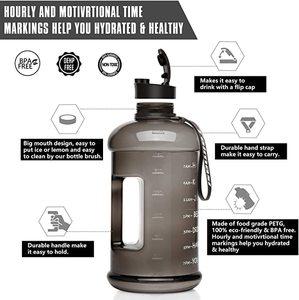 Bottiglia d'Acqua Grande da Mezzo Gallone, 3,7 <span class=keywords><strong>L</strong></span>, Borraccia Sportiva Antigoccia con Manico, Ampia Apertura <span class=keywords><strong>in</strong></span> Plastica PETG Senza BPA - Product Image 4