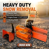 Balayeuse à neige multifonctionnelle JHS, moteur 6,5 CV essence, 800 mm, 3-en-1 (balayage, soufflage, bêchage), démarrage manuel, pour déneigement