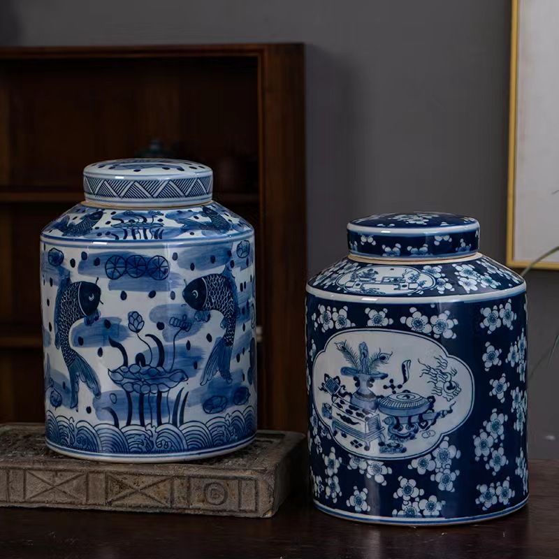 Blue and white