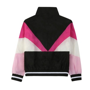 Chaquetas de chándal de nailon unisex, ropa de calle con logotipo personalizado para hombre, cortavientos, cremallera completa, color <span class=keywords><strong>rosa</strong></span> y negro, prendas de vestir impermeables - Product Image 2