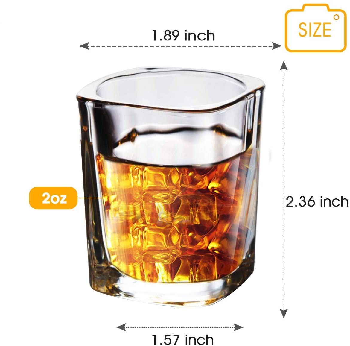 Shot Glass Set with Heavy Base, 2 Ounce Tequila Shot Glasses, Clear Shot Glass for Whiskey and Liqueurs