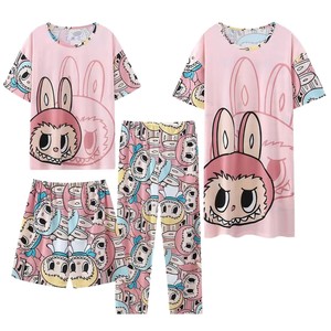 Set da 4 Pezzi <span class=keywords><strong>Pigiama</strong></span> Donna con Maniche Corte, Pantaloni Lunghi, Pantaloncini e Gonna, Design Cartone Animato <span class=keywords><strong>Mickey</strong></span>, Casual, Taglie Grandi, Abbigliamento da Casa - Product Image 1