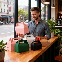 Conteneurs d'emballage alimentaire écologiques Boulangerie Traiteur Restaurant Boîtes à emporter en papier portables colorées avec poignée