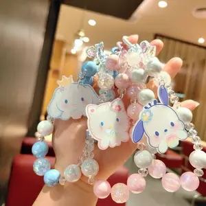Yaratıcı Sanrio boncuk zincir araba anahtarlık kolye sevimli kulubag çanta dekorasyon bilezik charms jöle bileklik