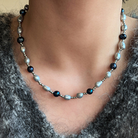 Collier ras du cou multicouche empilé en perles grises baroques naturelles de haute couture avec bouton cœur, bijoux pour femmes, vente en gros