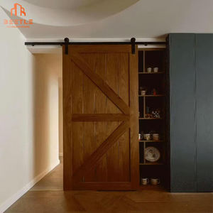 24 par 84 Design simple Portes de grange doubles en bois <span class=keywords><strong>noir</strong></span> avec quincaillerie incluse pour les maisons - Product Image 5