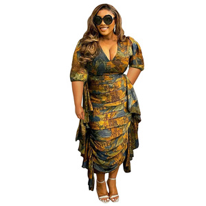 <span class=keywords><strong>Taglie</strong></span> <span class=keywords><strong>forti</strong></span> abbigliamento da donna Sexy da donna con stampa <span class=keywords><strong>a</strong></span> maniche <span class=keywords><strong>a</strong></span> <span class=keywords><strong>palloncino</strong></span> <span class=keywords><strong>abiti</strong></span> Slim corti Casual da donna - Product Image 2