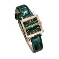 Ensemble de bijoux pour femmes, montre carrée en or, cristal rectangulaire vert, montre-bracelet à Quartz, collier, boucles d'oreilles, Bracelet, cadeau pour dames, 5 pièces