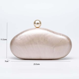 2025 New Women's Elegant Shell <strong>Clutch</strong> <strong>Bag</strong> in <strong>Ivory</strong> Pearl and Coffee Cute Handbag Purse <strong>for</strong> <strong>Wedding</strong> Evening and Party - Product Image 5