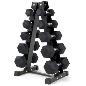 ชุดดัมเบลยางหกเหลี่ยม 100 ปอนด์ สำหรับใช้ในบ้าน ขายส่ง พร้อมชั้นวางแนวตั้งสำหรับฝึกความแข็งแรง - Product Image 4