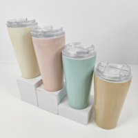 Nouvelle arrivée lait thé tasse macaron couleur droite boisson verre portable tasse tasses à café avec couvercle propre