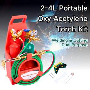 Kit de Soplete Portátil de Oxígeno-Acetileno con Caja de Herramientas de Corte y Soldadura Estilo Americano, Cilindro de Gas de 4L/2L para Soldadura y Corte - Product Image 1